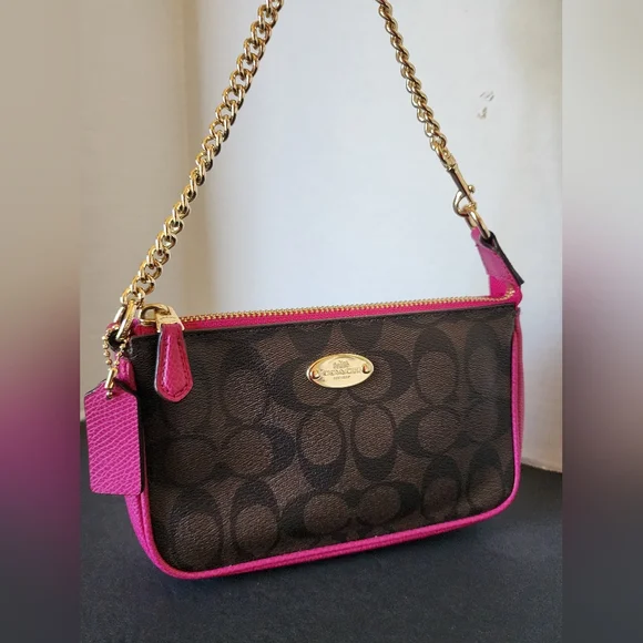 Coach Signature Brown & Pink Mini Bag/Wristlet, EUC - 2015 - Picture 2 of 12